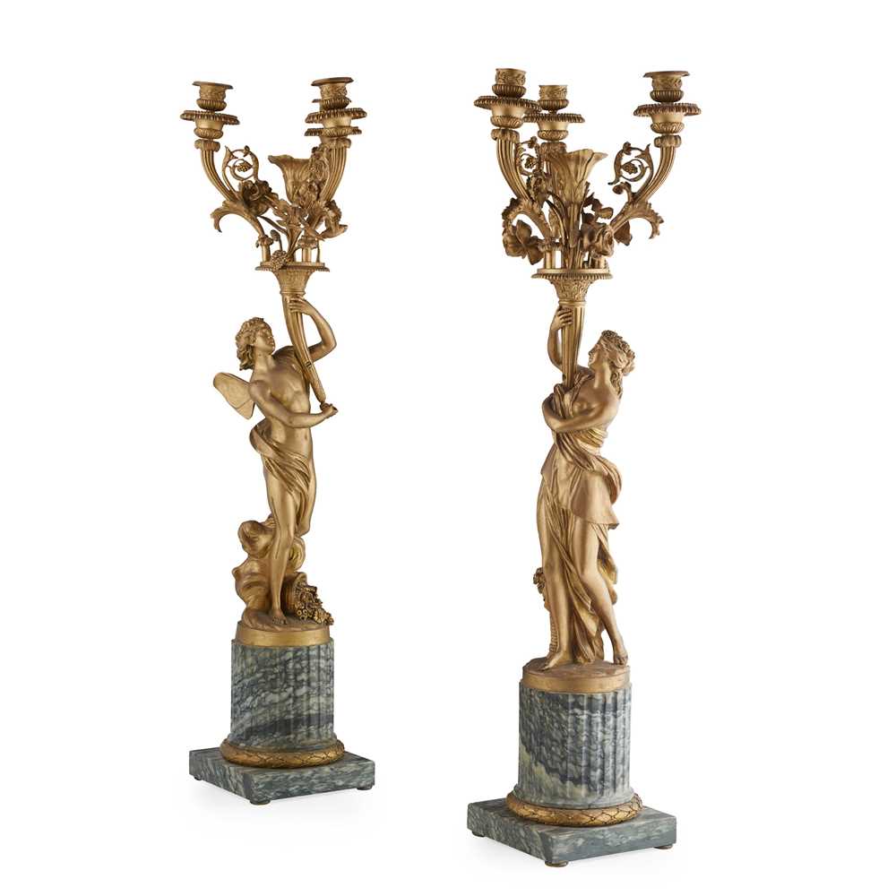 PAIR OF FRENCH GILT BRONZE AND GREY