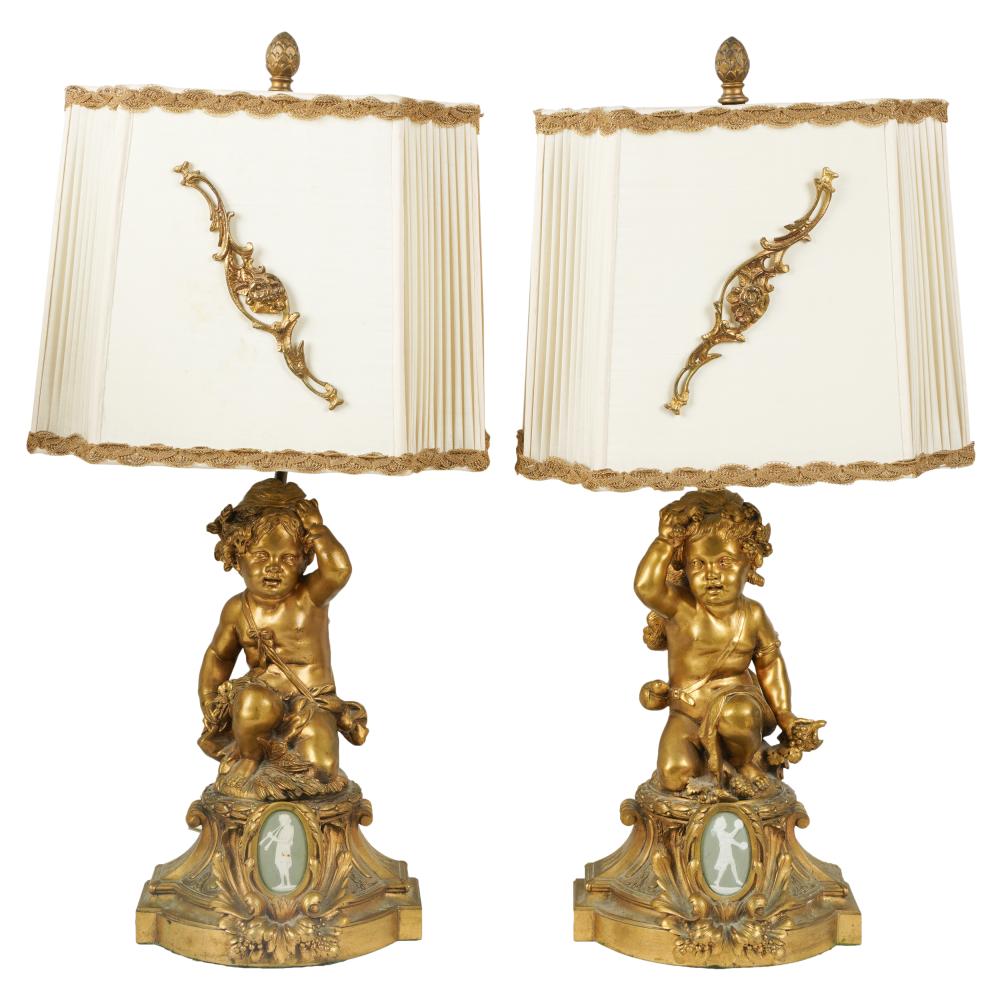 PAIR OF FRENCH GILT BRONZE CHERUB