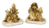 Pair of French gilt bronze tro