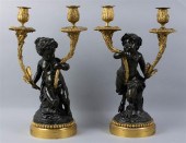 PAIR OF FRENCH GILT-BRONZE AND