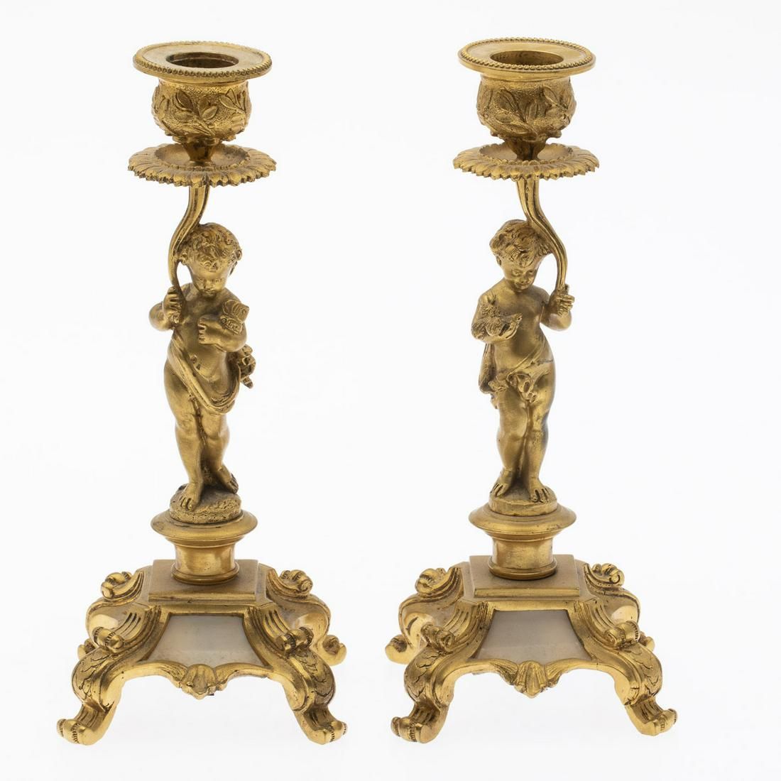 PAIR OF FRENCH GILT-BRONZE