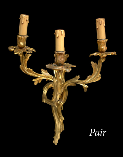 Pair of French Gilt-Lacquered Brass