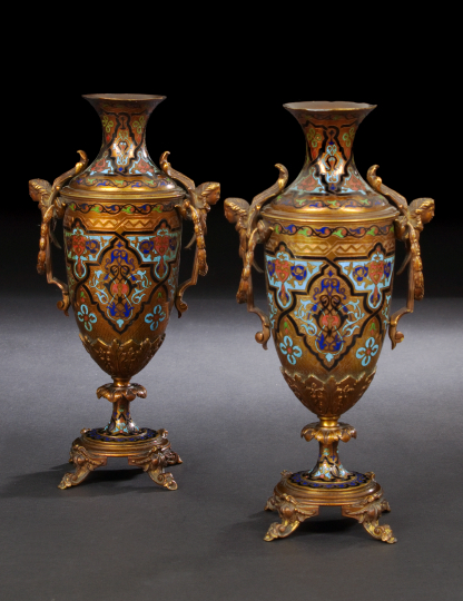 Pair of French Gilt-Lacquered Brass