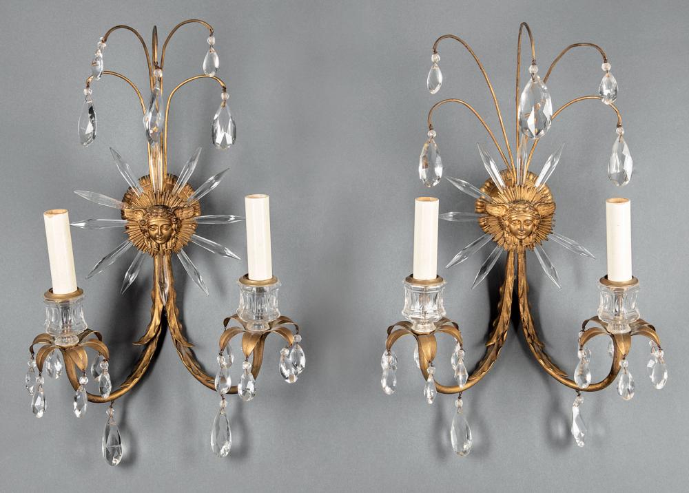 PAIR OF FRENCH GILT METAL & CUT