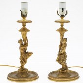 PAIR OF FRENCH GILT-METAL CAND