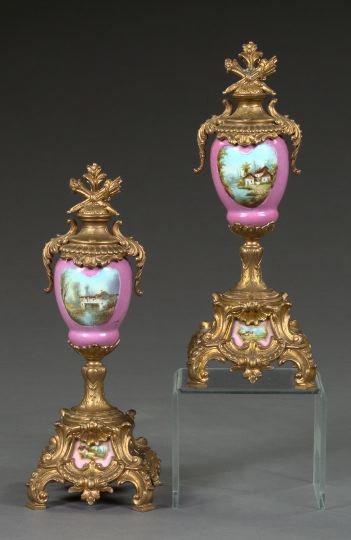 Pair of French Gilt-Spelter-Mounted