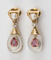 PAIR OF FRENCH GOLD, ROCK CRYS