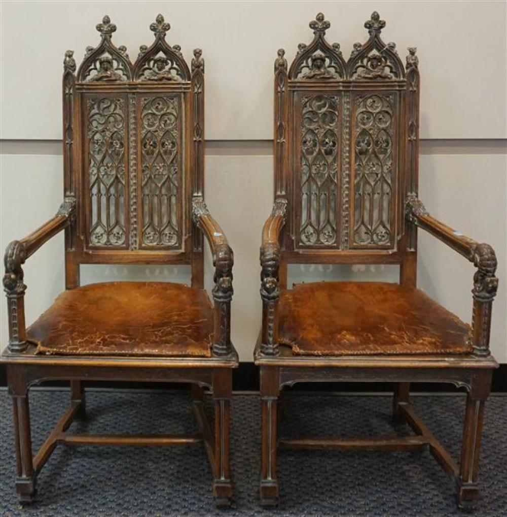 PAIR OF FRENCH GOTHIC STYLE OAK
