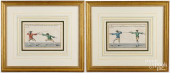 PAIR OF FRENCH HAND COLORED EN