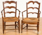 PAIR OF FRENCH LADDERBACK ARMC