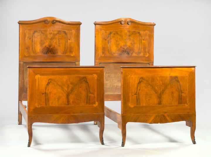 Pair of French Mahogany-Inlaid Twin