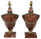 PAIR OF FRENCH MARBLE LAMPS WI