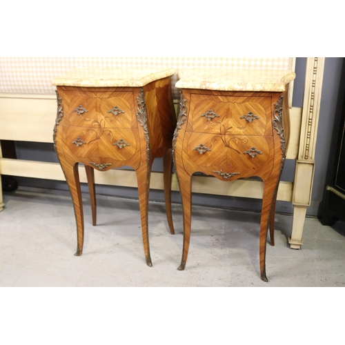 Pair of French marble topped two