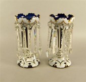 Pair of French opaline and blu