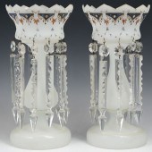 PAIR OF FRENCH OPALINE LUSTERS
