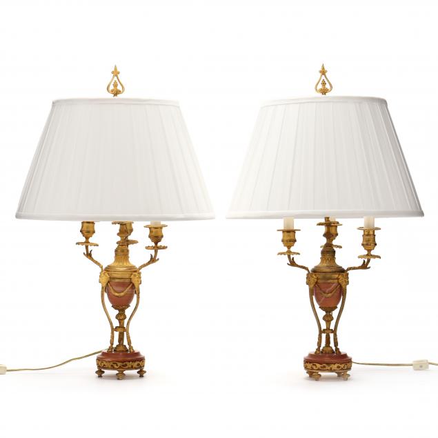 PAIR OF FRENCH ORMOLU AND HARDSTONE