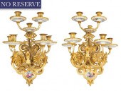 PAIR OF FRENCH ORMOLU AND PORC