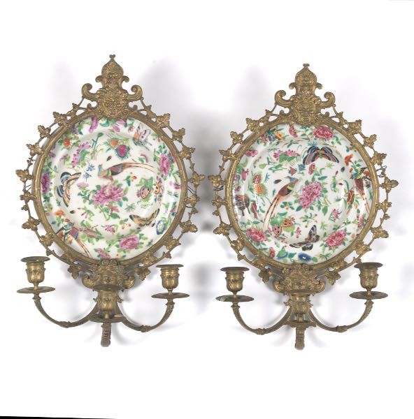 PAIR OF FRENCH ORMOLU BRONZE WALL