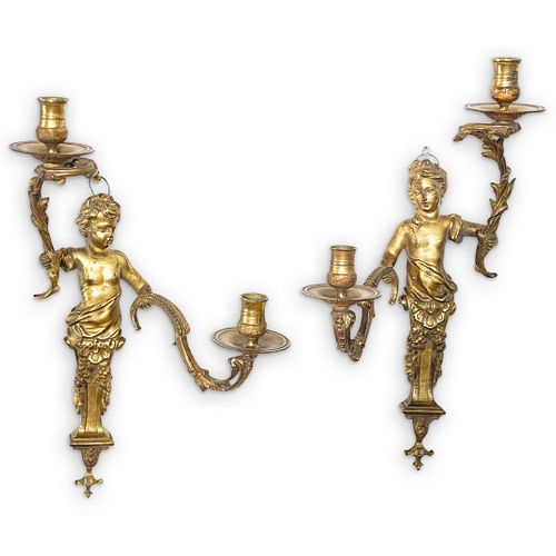 PAIR OF FRENCH ORMOLU TWIN-BRANCH