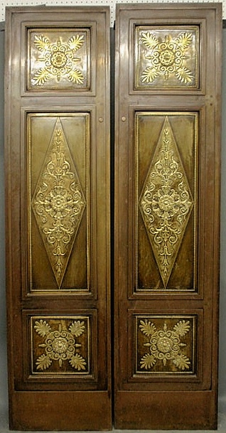 Pair of French ornate brass and