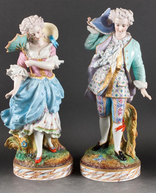 Pair of French painted bisque