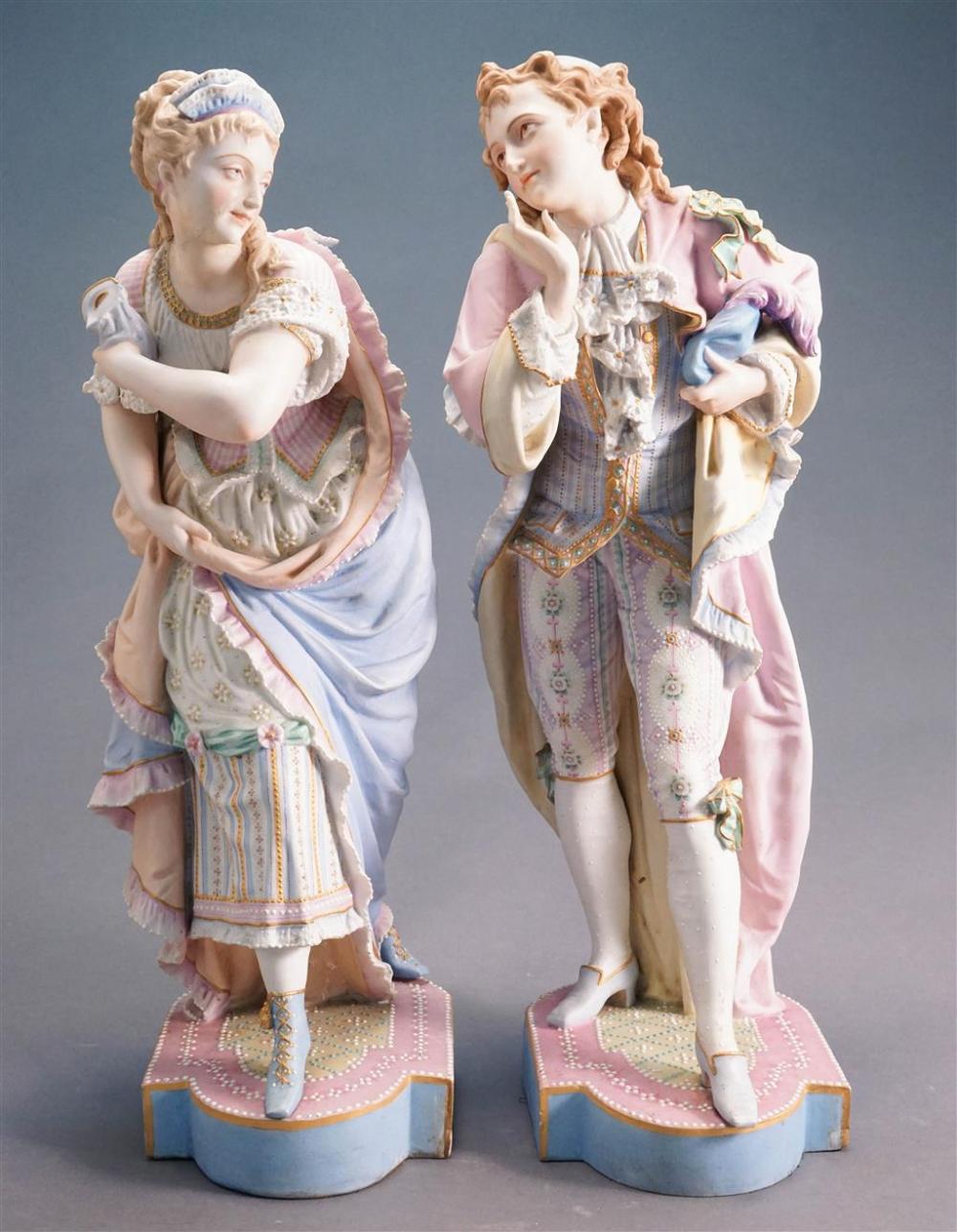 PAIR OF FRENCH PAINTED BISQUE