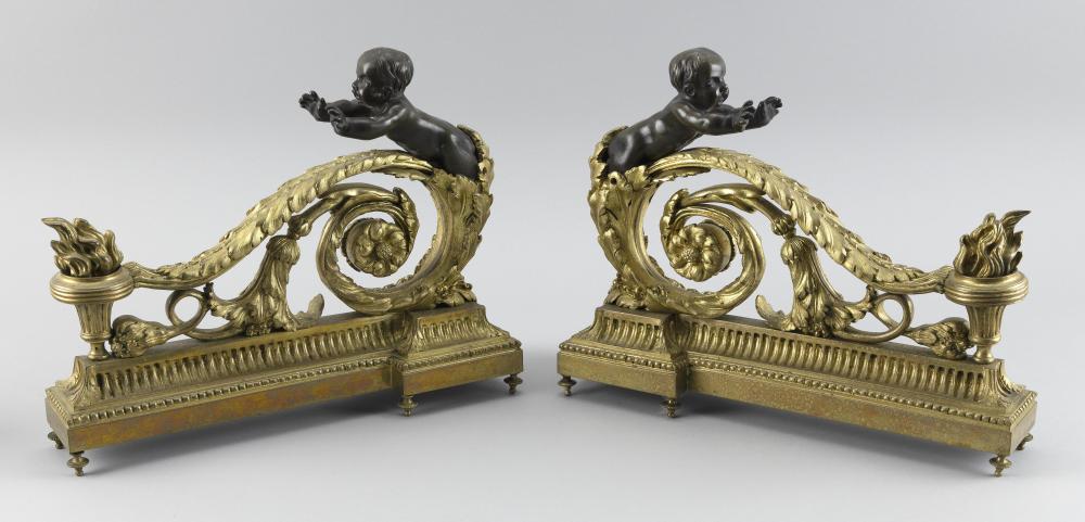 PAIR OF FRENCH PARCEL-GILT BRONZE