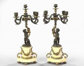Pair of French Parcel-Gilt Bro