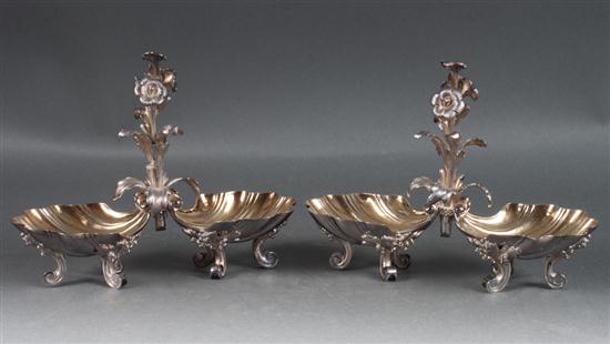 Pair of French part-gilt silver