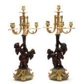 PAIR OF FRENCH PATINATED AND G