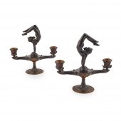 PAIR OF FRENCH PATINATED AND G
