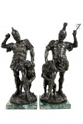 PAIR OF FRENCH PATINATED BRONZ