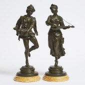 Pair of French Patinated Bronz