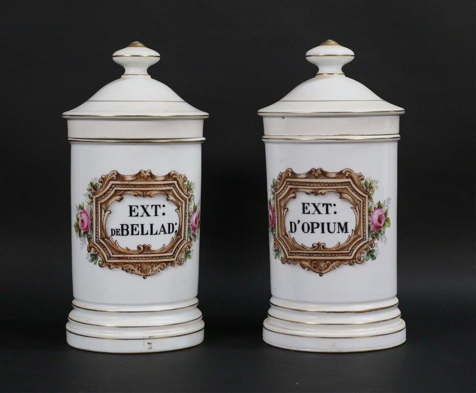 PAIR OF FRENCH PORCELAIN APOTHECARY