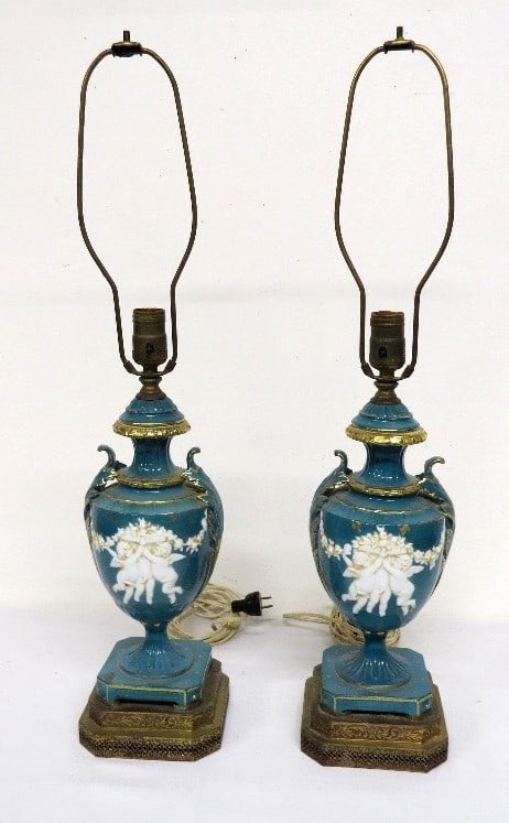 PAIR OF FRENCH PORCELAIN CHERUB