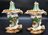 PAIR OF FRENCH PORCELAIN POTPO