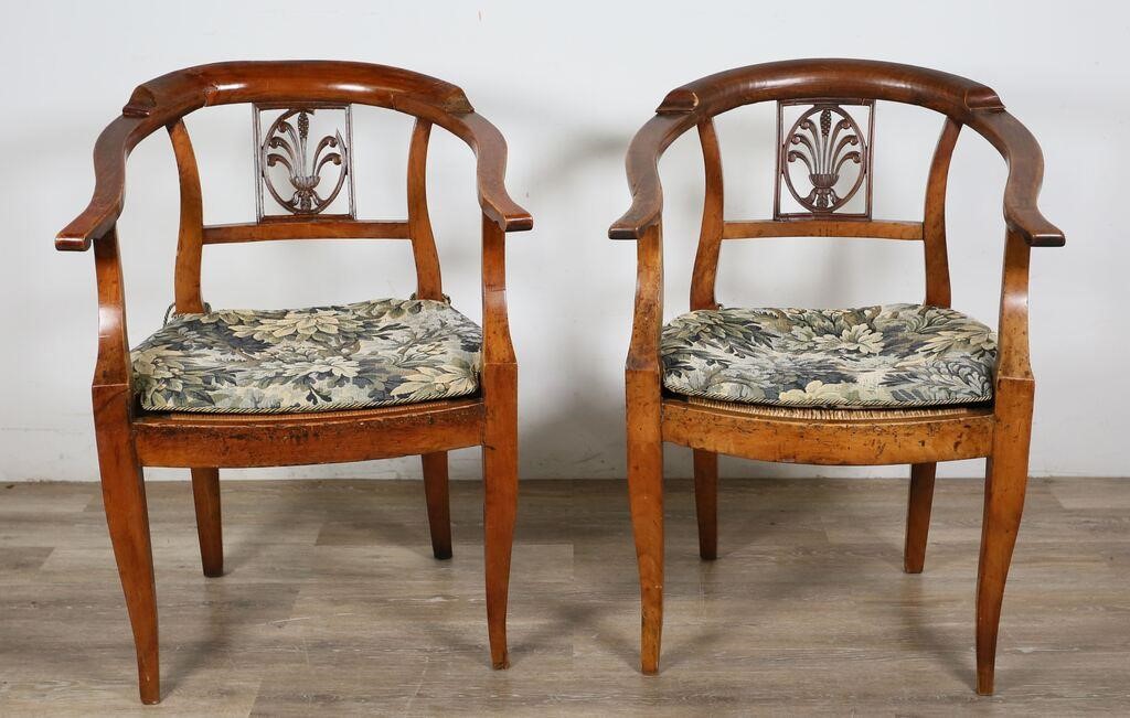 PAIR OF FRENCH PROVINCIAL RUSH SEAT