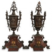 PAIR OF FRENCH ROUGE MARBLE LI