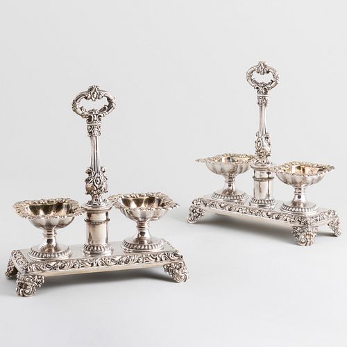 PAIR OF FRENCH SILVER SALT