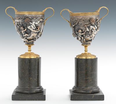 Pair of French Style Bronze Cups