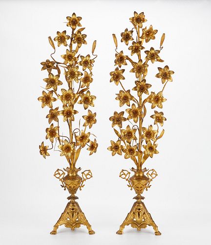 PAIR OF FRENCH STYLE GILT FLORAL