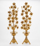 PAIR OF FRENCH STYLE GILT FLOR