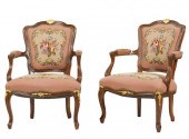 PAIR OF FRENCH-STYLE NEEDLEPOI
