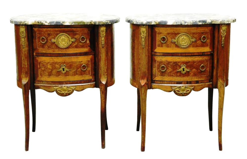 PAIR OF FRENCH STYLE STANDS, SHAPED