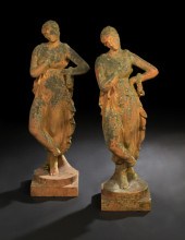 Pair of French Terra Cotta-Tin