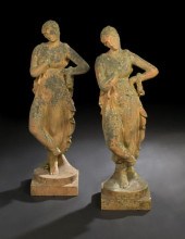 Pair of French Terra Cotta-Tin
