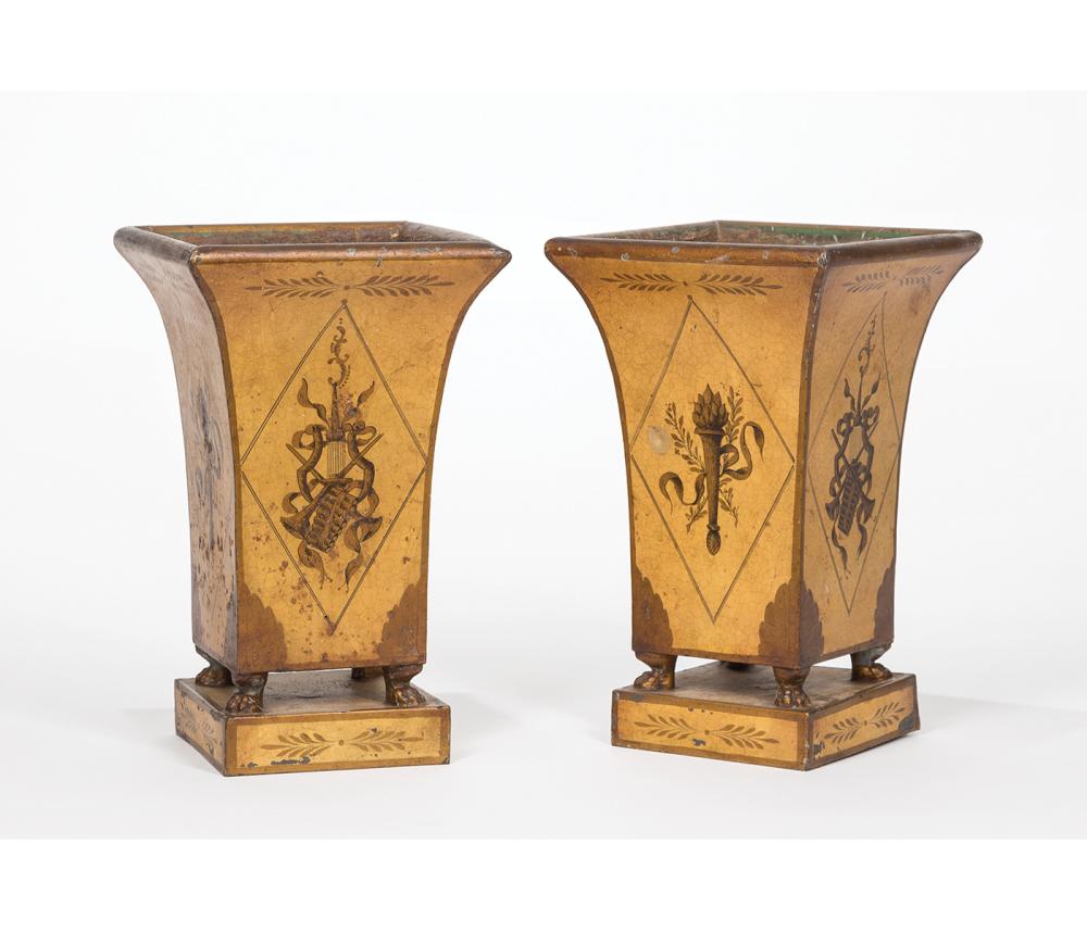 PAIR OF FRENCH TOLE PEINTE