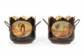 PAIR OF FRENCH TOLE PEINTE SCE