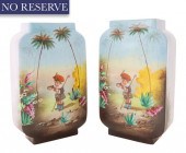 PAIR OF FRENCH TROPICAL VASES,