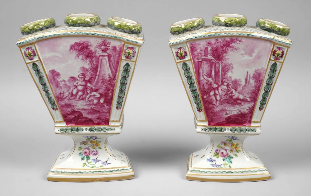 PAIR OF FRENCH TULIP VASES WITH